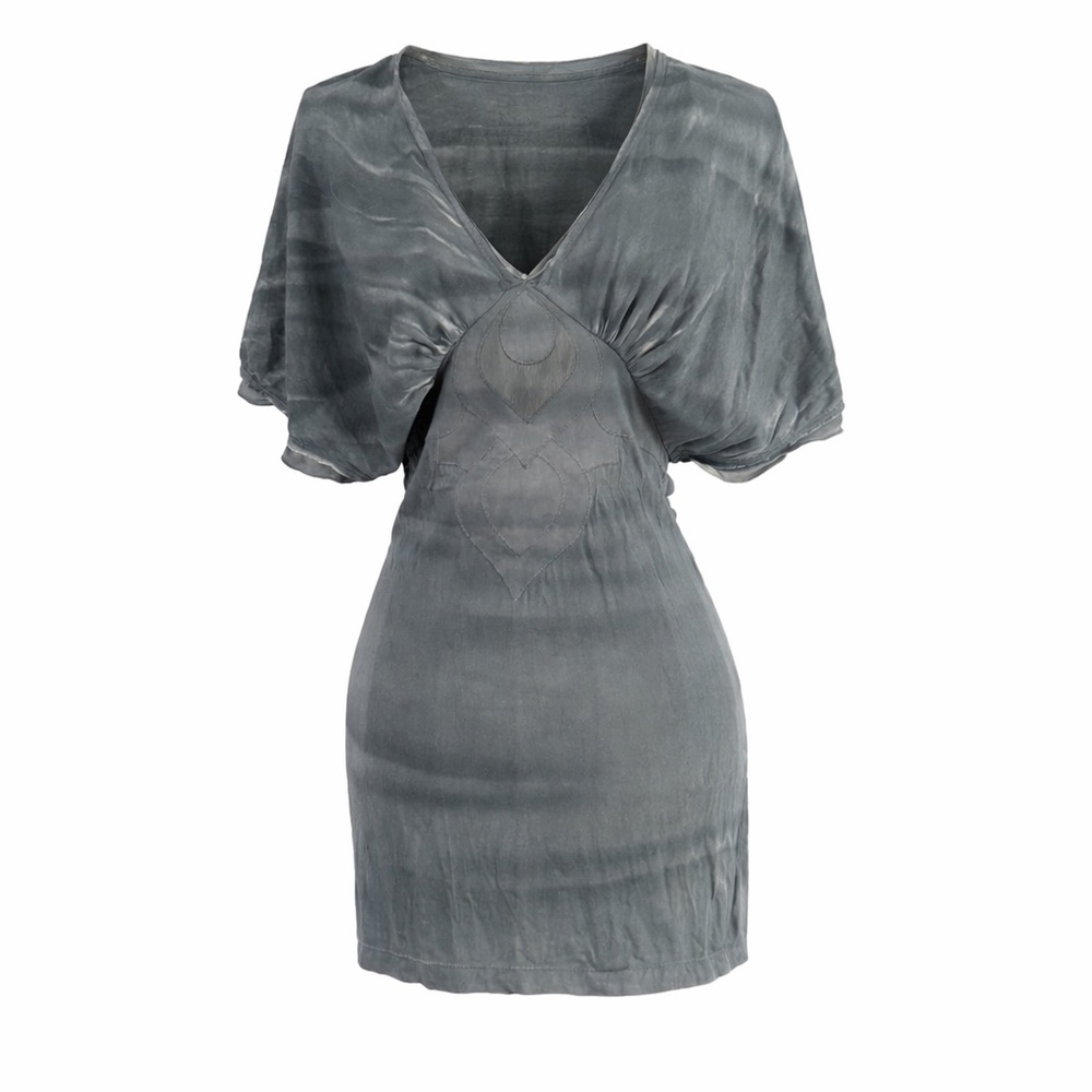 Custo Barcelona Draped Tunic Top (grey tie dye pattern) Festival Sz 2